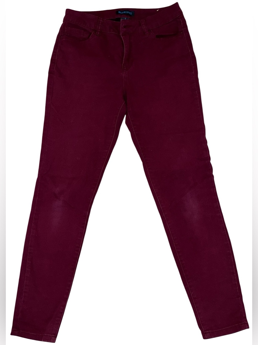 EUC Blue Spice Women's Burgundy Skinny Jeans Size 7 Mid Rise Fall Colored Denim